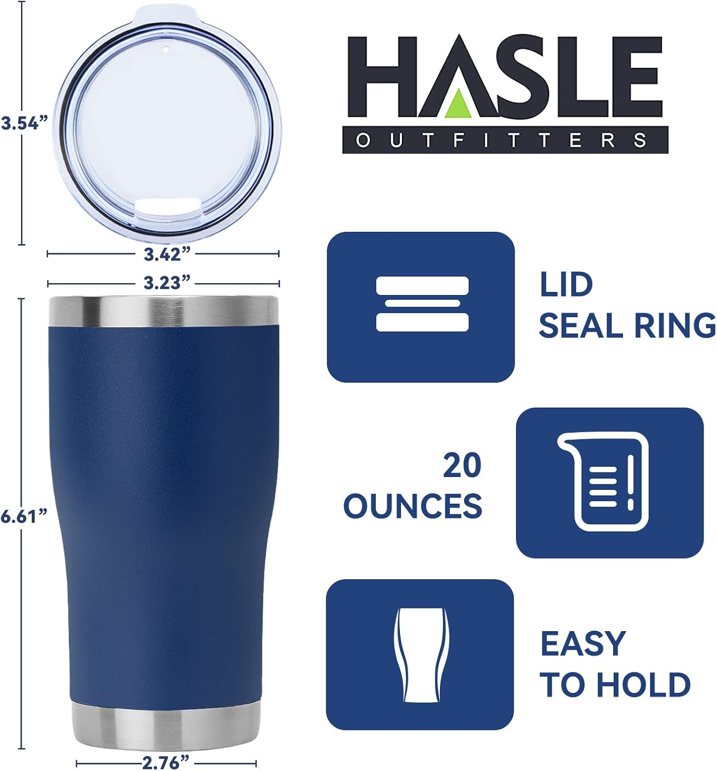 20 oz Tumbler Bulk, Stainless Steel Tumblers with Lid, Vacuum Insulated Tumbler, Double Wall Powder Coated Cup, coffee mugs, Navy Blue, 6 Pack
