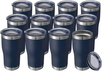 20 oz Tumbler Bulk, Stainless Steel Tumblers with Lid, Vacuum Insulated Tumbler, Double Wall Powder Coated Cup, coffee mugs, Navy Blue, 6 Pack