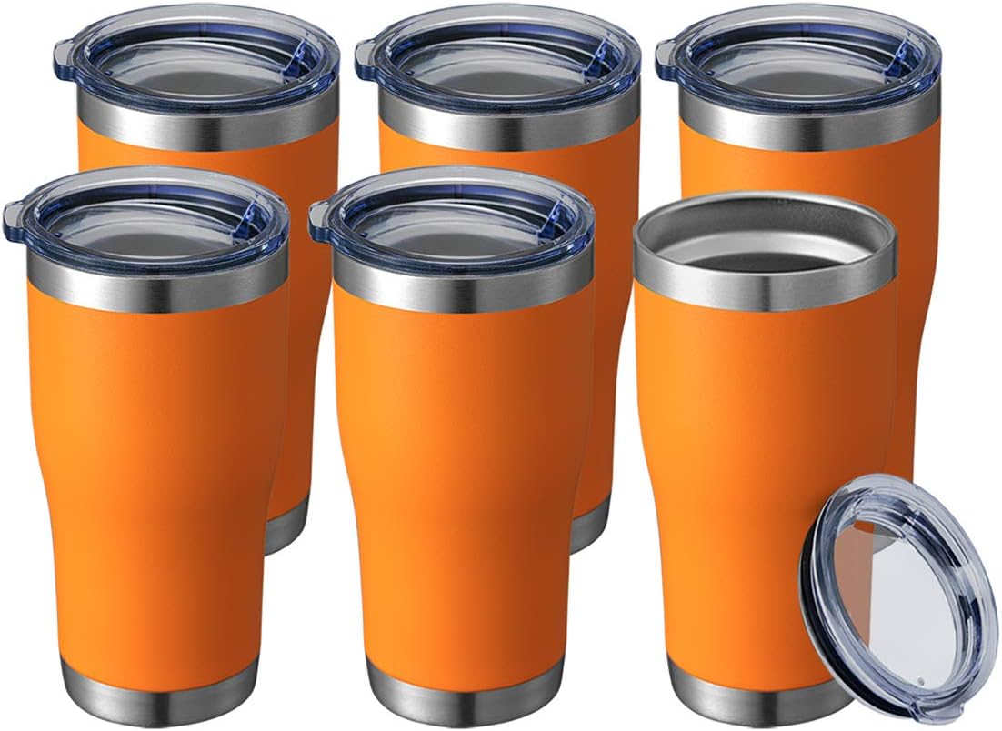 20 oz Tumbler Bulk, Stainless Steel Tumblers with Lid, Vacuum Insulated Tumbler, Double Wall Powder Coated Cup, coffee mugs, Navy Blue, 6 Pack