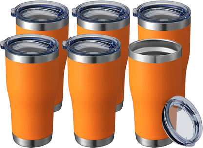 20 oz Tumbler Bulk, Stainless Steel Tumblers with Lid, Vacuum Insulated Tumbler, Double Wall Powder Coated Cup, coffee mugs, Navy Blue, 6 Pack