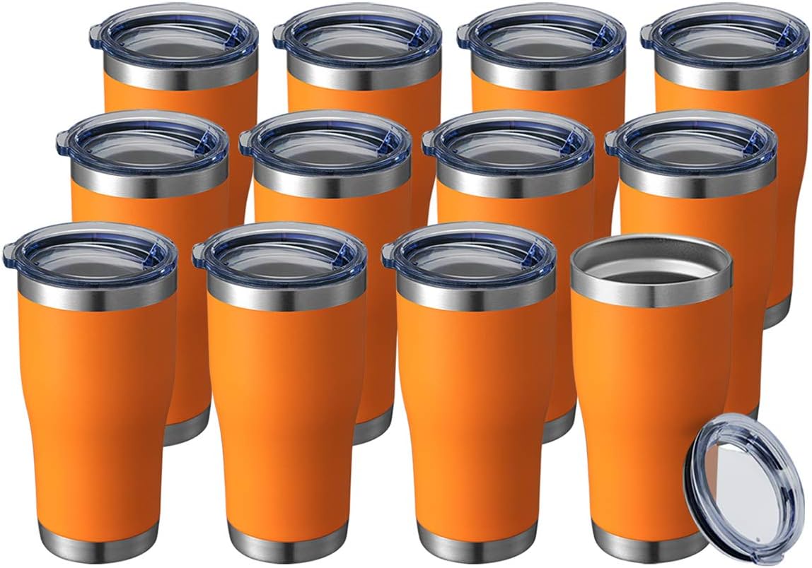 20 oz Tumbler Bulk, Stainless Steel Tumblers with Lid, Vacuum Insulated Tumbler, Double Wall Powder Coated Cup, coffee mugs, Navy Blue, 6 Pack