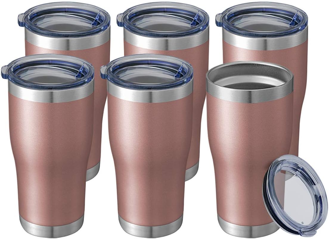 20 oz Tumbler Bulk, Stainless Steel Tumblers with Lid, Vacuum Insulated Tumbler, Double Wall Powder Coated Cup, coffee mugs, Navy Blue, 6 Pack