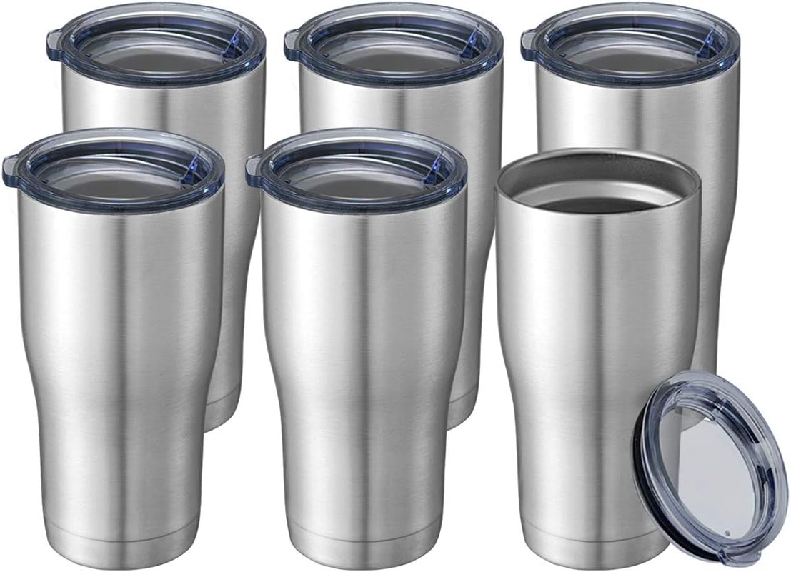 20 oz Tumbler Bulk, Stainless Steel Tumblers with Lid, Vacuum Insulated Tumbler, Double Wall Powder Coated Cup, coffee mugs, Navy Blue, 6 Pack