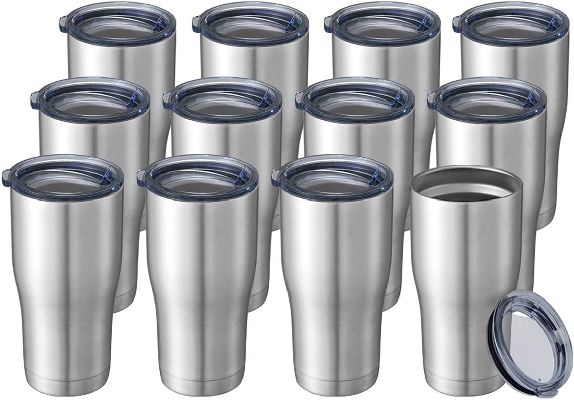 20 oz Tumbler Bulk, Stainless Steel Tumblers with Lid, Vacuum Insulated Tumbler, Double Wall Powder Coated Cup, coffee mugs, Navy Blue, 6 Pack
