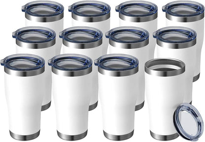 20 oz Tumbler Bulk, Stainless Steel Tumblers with Lid, Vacuum Insulated Tumbler, Double Wall Powder Coated Cup, coffee mugs, Navy Blue, 6 Pack
