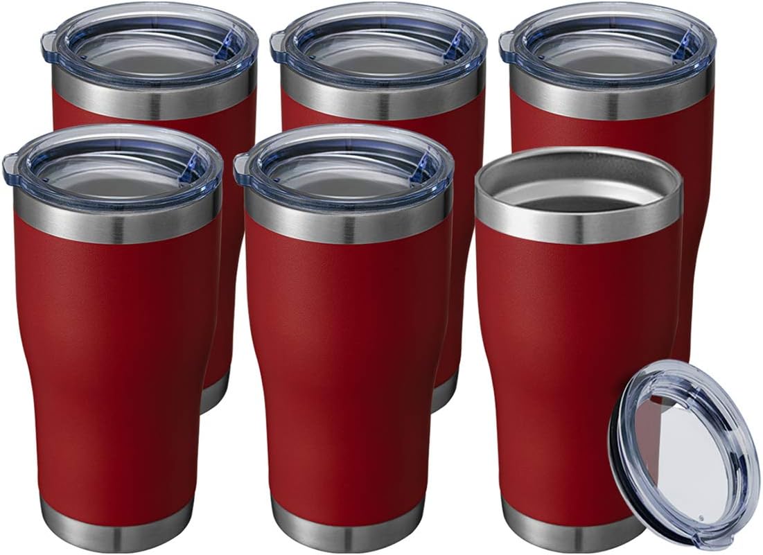 20 oz Tumbler Bulk, Stainless Steel Tumblers with Lid, Vacuum Insulated Tumbler, Double Wall Powder Coated Cup, coffee mugs, Navy Blue, 6 Pack