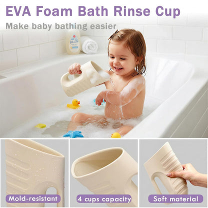 Baby Bath Rinse Cup & Rinser – 1000ml Soft EVA, 0.3lb Lightweight, BPA-Free Bath Water Pourer, Baby Bath Pitcher, Shower Cup for Kids (Pink)