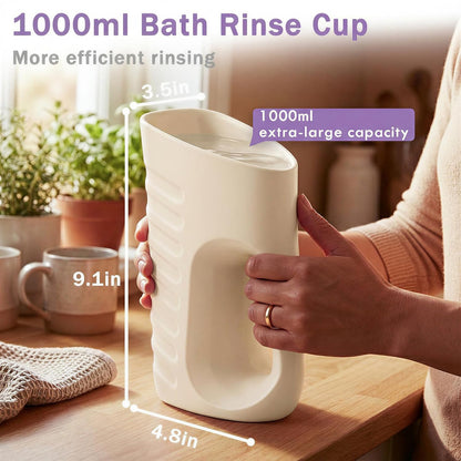 Baby Bath Rinse Cup & Rinser – 1000ml Soft EVA, 0.3lb Lightweight, BPA-Free Bath Water Pourer, Baby Bath Pitcher, Shower Cup for Kids (Pink)
