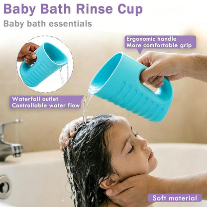 Baby Bath Rinse Cup & Rinser – 1000ml Soft EVA, 0.3lb Lightweight, BPA-Free Bath Water Pourer, Baby Bath Pitcher, Shower Cup for Kids (Pink)