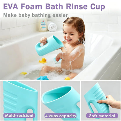 Baby Bath Rinse Cup & Rinser – 1000ml Soft EVA, 0.3lb Lightweight, BPA-Free Bath Water Pourer, Baby Bath Pitcher, Shower Cup for Kids (Pink)