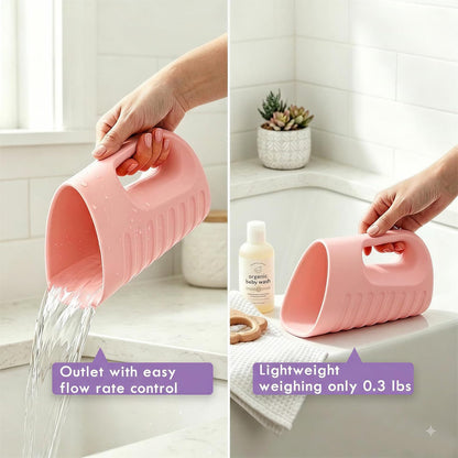 Baby Bath Rinse Cup & Rinser – 1000ml Soft EVA, 0.3lb Lightweight, BPA-Free Bath Water Pourer, Baby Bath Pitcher, Shower Cup for Kids (Pink)