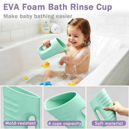 Baby Bath Rinse Cup & Rinser – 1000ml Soft EVA, 0.3lb Lightweight, BPA-Free Bath Water Pourer, Baby Bath Pitcher, Shower Cup for Kids (Pink)
