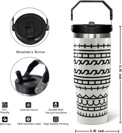 30oz Hidden Message Flip Tumbler With Lid and Straw,Checkered CoffeeTravel Mug Cup Water Botter,White Elephant Gifts,Office Humor Funny Gifts