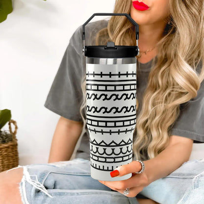 30oz Hidden Message Flip Tumbler With Lid and Straw,Checkered CoffeeTravel Mug Cup Water Botter,White Elephant Gifts,Office Humor Funny Gifts