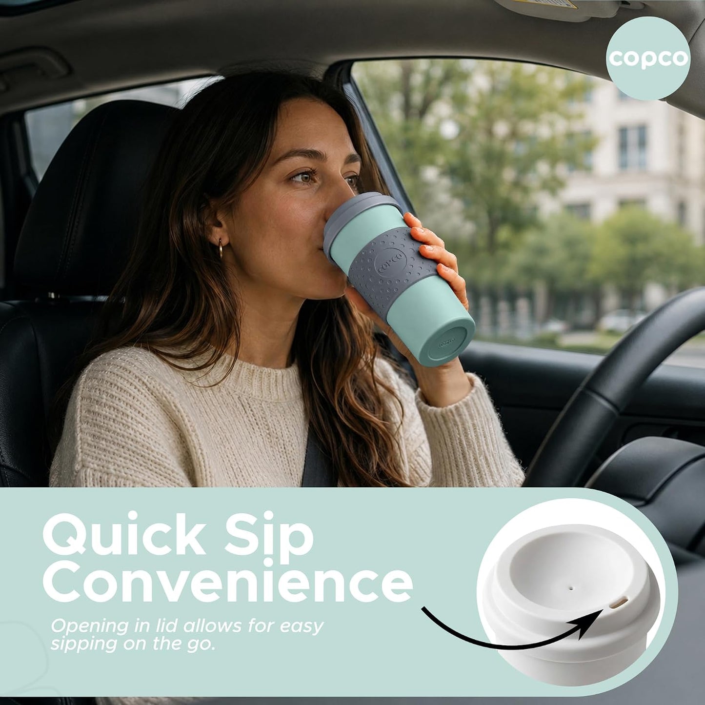 Acadia Travel Mug, 16 Oz - Aqua & Gray, Set of 2