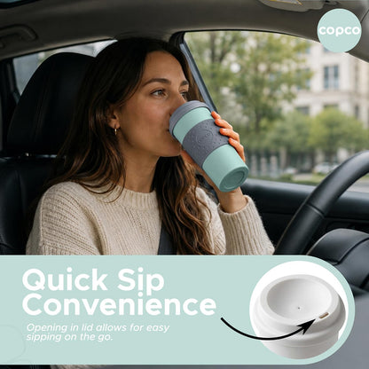 Acadia Travel Mug, 16 Oz - Aqua & Gray, Set of 2