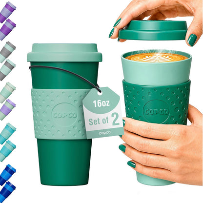 Acadia Travel Mug, 16 Oz - Aqua & Gray, Set of 2