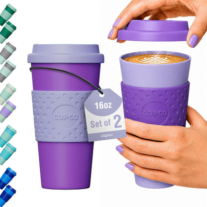 Acadia Travel Mug, 16 Oz - Aqua & Gray, Set of 2