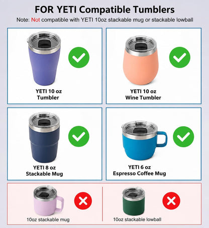 10 oz Tumbler Lid Replacement for YETI, Magnetic Slider Lid for 10 oz YETI Wine Tumbler/Tumbler & Other Brands, Spill Proof BPA Free Clear Cup Lid Cover for Travel Coffee Mug
