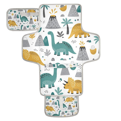 Hand Drawn Dino Print Portable Diaper Changing Pad for Family