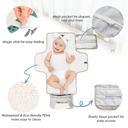 Hand Drawn Dino Print Portable Diaper Changing Pad for Family