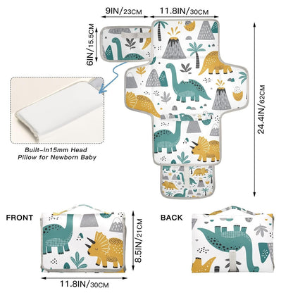 Hand Drawn Dino Print Portable Diaper Changing Pad for Family