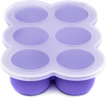 Silicone Baby Food Freezer Trays 2-Pack Bundle - Ten 1.5oz & Six 3oz Portions - Clip-on Lids - Homemade Purée & Breast Milk Storage