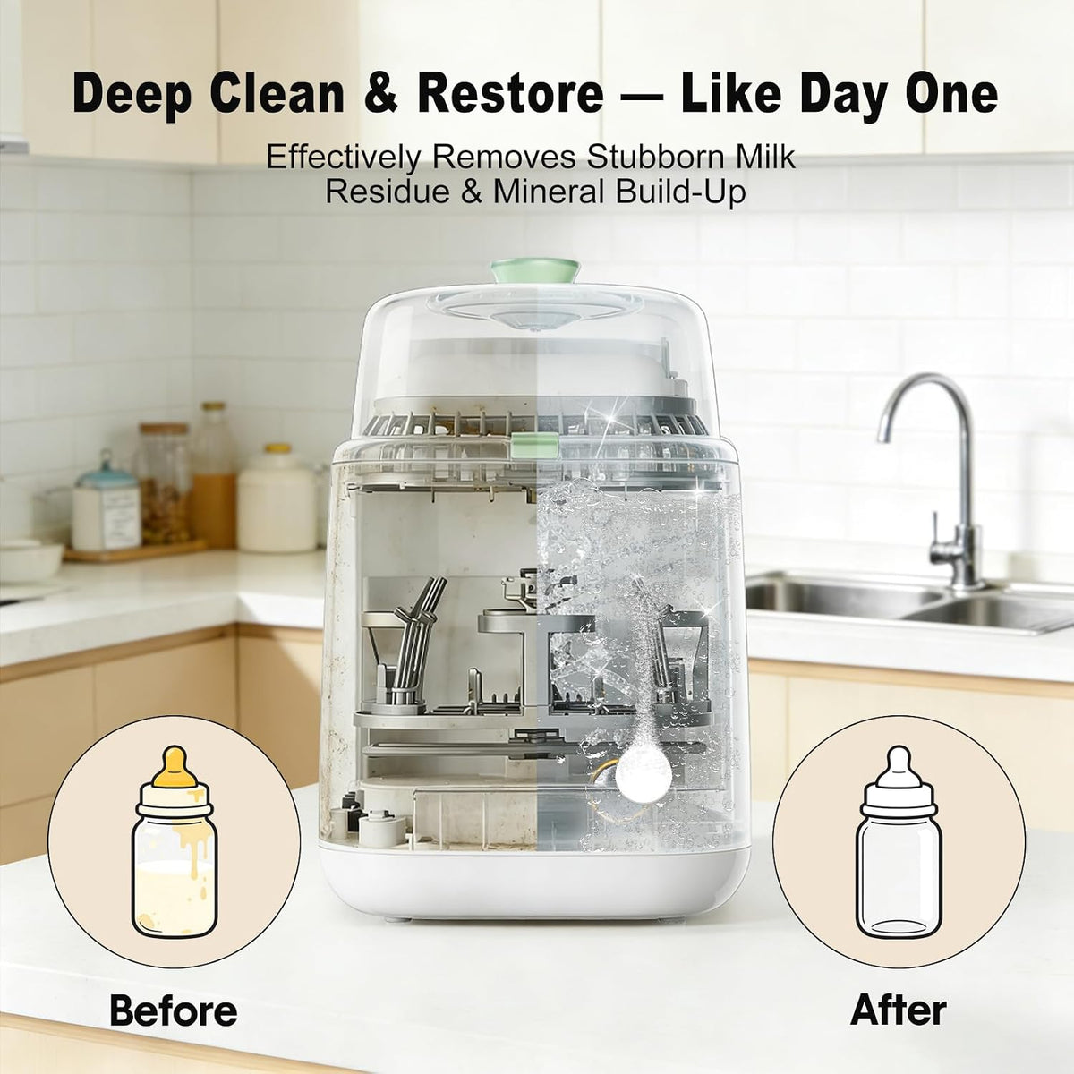 Professional Deep Cleaning Detergent Tablets for All Baby Bottle Washers, Washer Tablets for Bottle Washer and Sterilizer and Dryer, Easy to Use (180Pcs)
