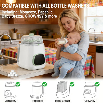 Professional Deep Cleaning Detergent Tablets for All Baby Bottle Washers, Washer Tablets for Bottle Washer and Sterilizer and Dryer, Easy to Use (180Pcs)