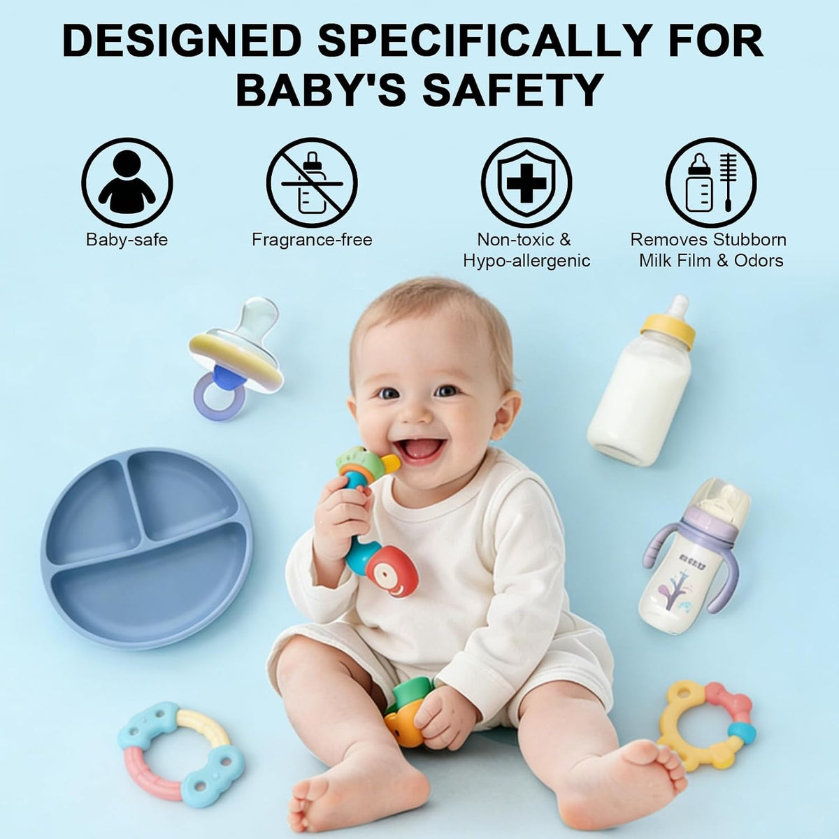 Professional Deep Cleaning Detergent Tablets for All Baby Bottle Washers, Washer Tablets for Bottle Washer and Sterilizer and Dryer, Easy to Use (180Pcs)