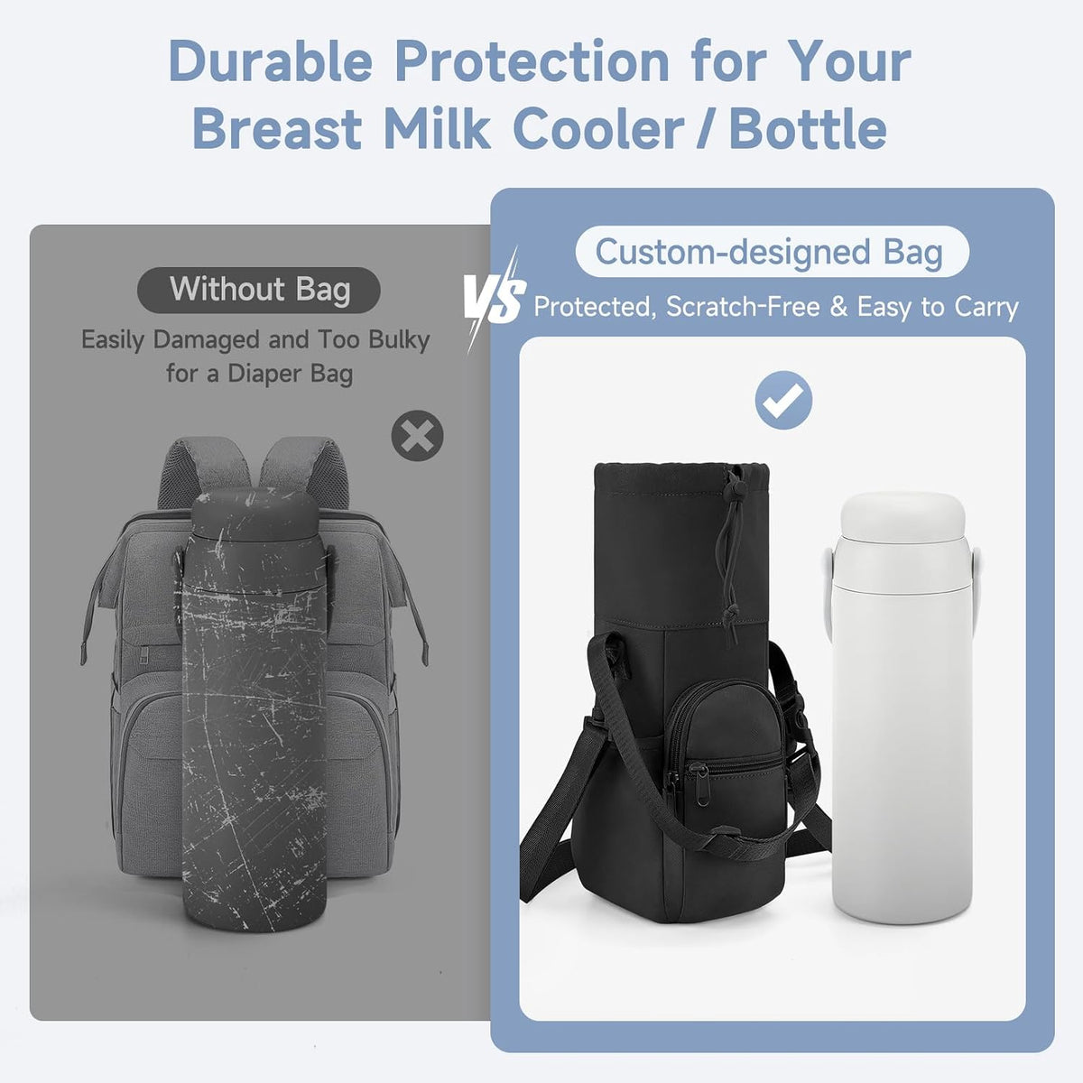 Portable Travel Bag for Breast Milk Cooler, Fits Milk Cooler & Portable BreastMilk Chiller, Leakproof,Insulated & Scratch-Resistant Bottle Carrier with Shoulder Strap & Extra Storage
