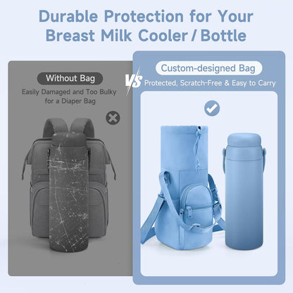 Portable Travel Bag for Breast Milk Cooler, Fits Milk Cooler & Portable BreastMilk Chiller, Leakproof,Insulated & Scratch-Resistant Bottle Carrier with Shoulder Strap & Extra Storage