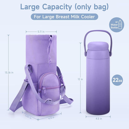 Portable Travel Bag for Breast Milk Cooler, Fits Milk Cooler & Portable BreastMilk Chiller, Leakproof,Insulated & Scratch-Resistant Bottle Carrier with Shoulder Strap & Extra Storage