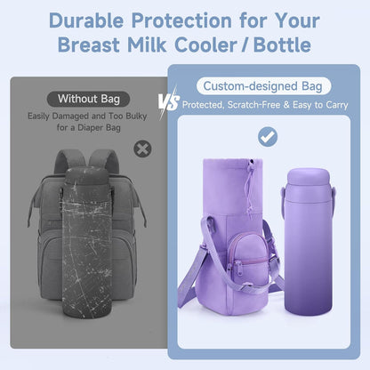 Portable Travel Bag for Breast Milk Cooler, Fits Milk Cooler & Portable BreastMilk Chiller, Leakproof,Insulated & Scratch-Resistant Bottle Carrier with Shoulder Strap & Extra Storage