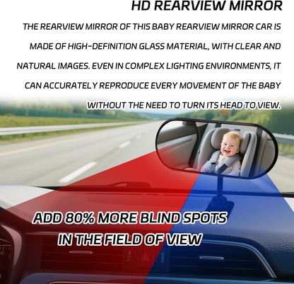 Baby Car Mirror for Rear Facing Infant, 360°Adjustable Wide Angle Convex Rear View Mirror, Car Seat Mirror for Observing Newborn Toddler, Clip-on & Stick-on Automotive Interior Mirror（1PCS)