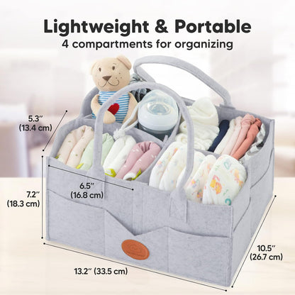 Portable Diaper Changing Pad and Baby Diaper Caddy Organizer - Waterproof Foldable Baby Changing Mat - Large Baby Organizer - Travel Diaper Change Mat - Diaper Organizer for Changing Table