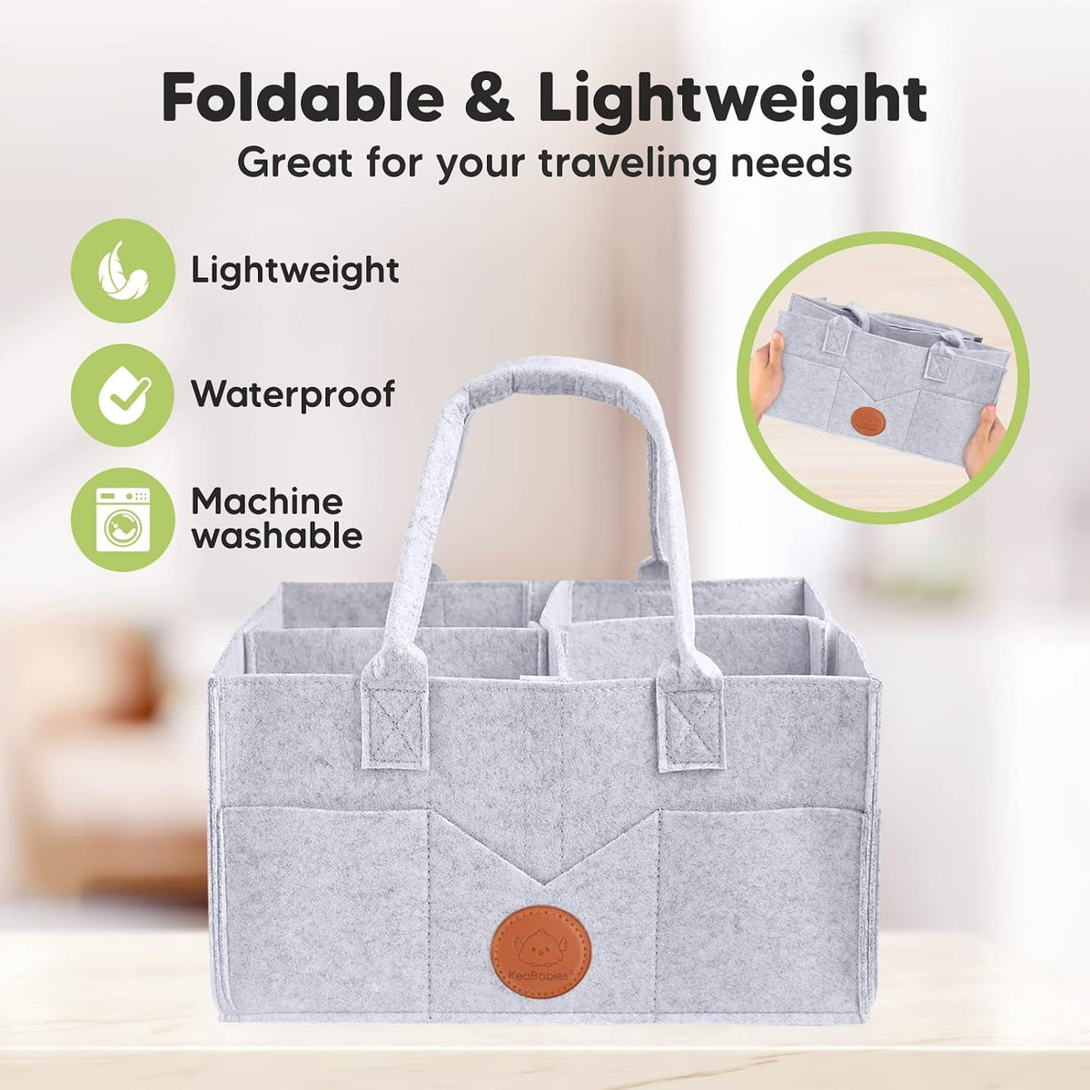 Portable Diaper Changing Pad and Baby Diaper Caddy Organizer - Waterproof Foldable Baby Changing Mat - Large Baby Organizer - Travel Diaper Change Mat - Diaper Organizer for Changing Table