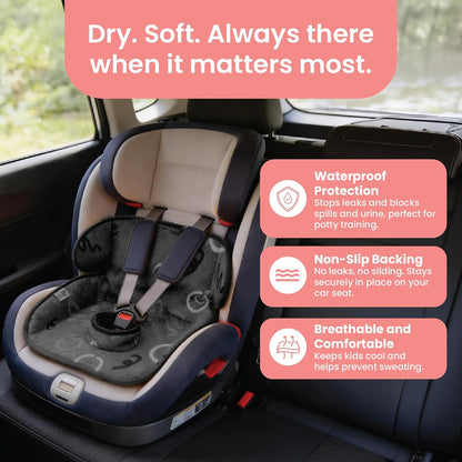 Piddle Pad 2-Pack, Potty Training Car Seat Protector, Toddler Car Seat Cover & Stroller Protector, Machine Washable Waterproof Car Seat, Anti-Slip, Universal Fit (Black)