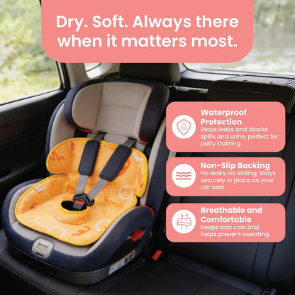 Piddle Pad 2-Pack, Potty Training Car Seat Protector, Toddler Car Seat Cover & Stroller Protector, Machine Washable Waterproof Car Seat, Anti-Slip, Universal Fit (Black)