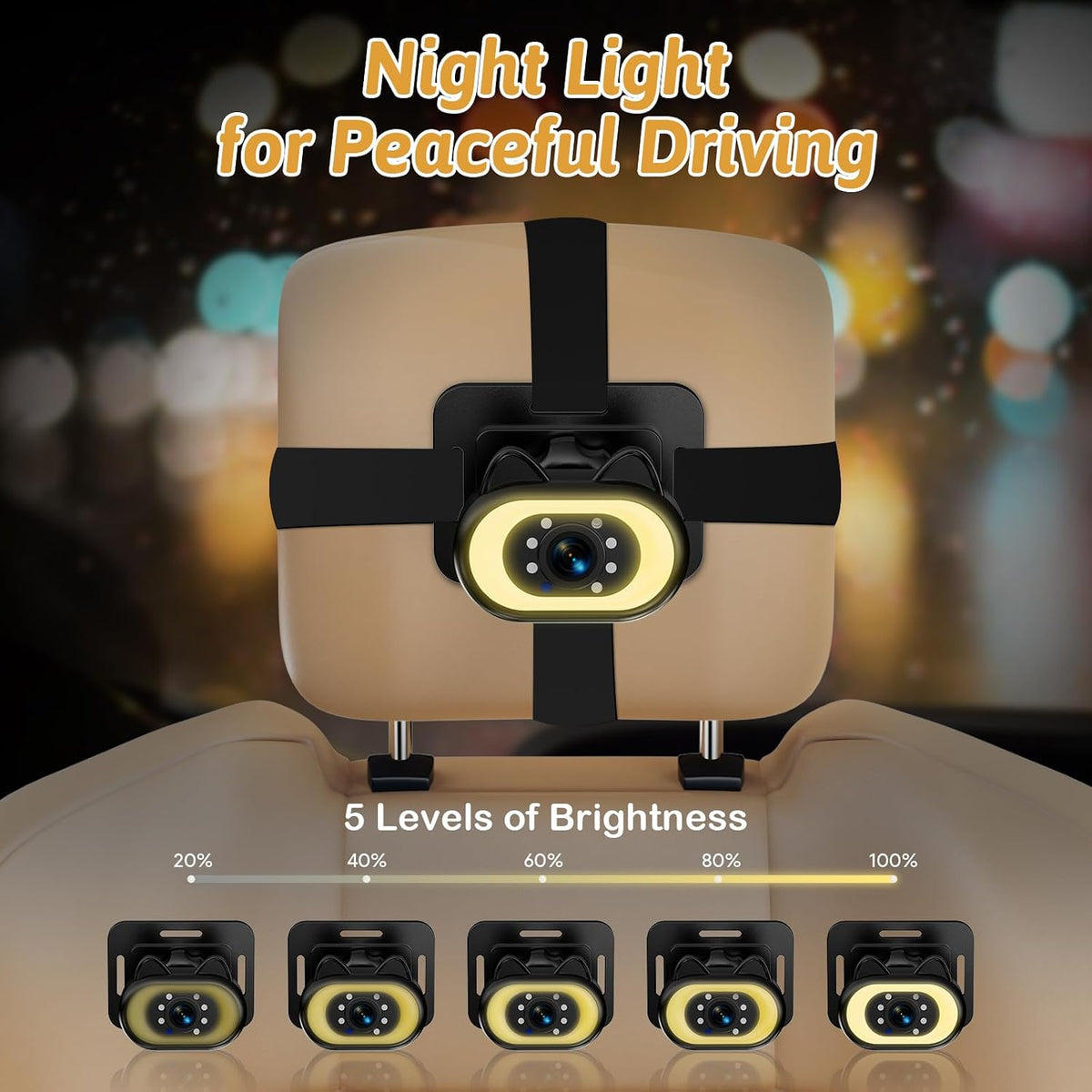 Wkzay Baby Car Camera 2-Pack – HD 1080P, 150° Wide Angle, Night Vision, Adjustable LED Light, Easy Installation, Infant Safety, Rear Seat Monitoring for Car Travel