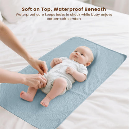 2 Pack Waterproof Muslin Portable Changing Pad, Diaper Changing Mat