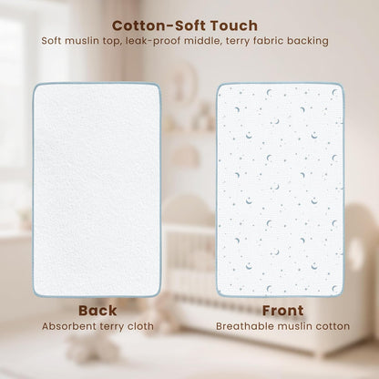 2 Pack Waterproof Muslin Portable Changing Pad, Diaper Changing Mat