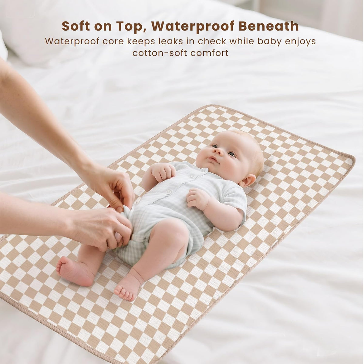 2 Pack Waterproof Muslin Portable Changing Pad, Diaper Changing Mat