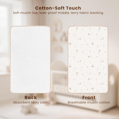 2 Pack Waterproof Muslin Portable Changing Pad, Diaper Changing Mat