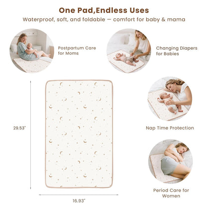 2 Pack Waterproof Muslin Portable Changing Pad, Diaper Changing Mat
