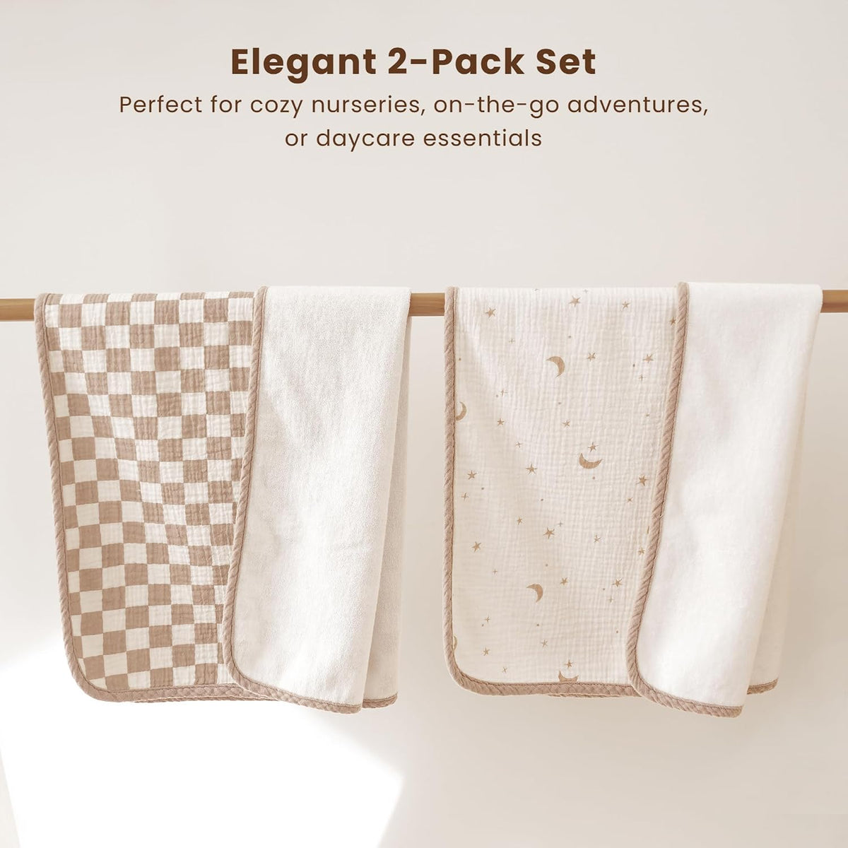 2 Pack Waterproof Muslin Portable Changing Pad, Diaper Changing Mat