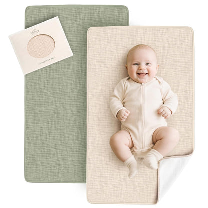 2 Pack Waterproof Muslin Portable Changing Pad, Diaper Changing Mat