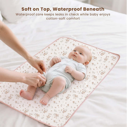 2 Pack Waterproof Muslin Portable Changing Pad, Diaper Changing Mat