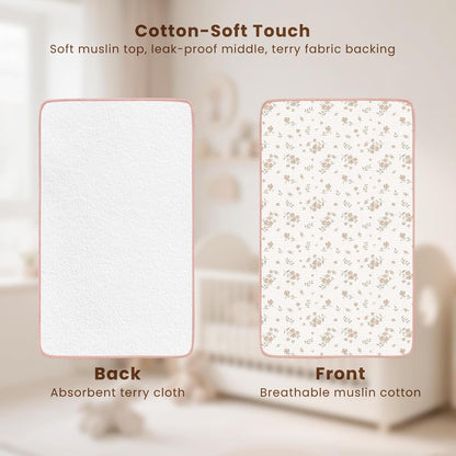 2 Pack Waterproof Muslin Portable Changing Pad, Diaper Changing Mat