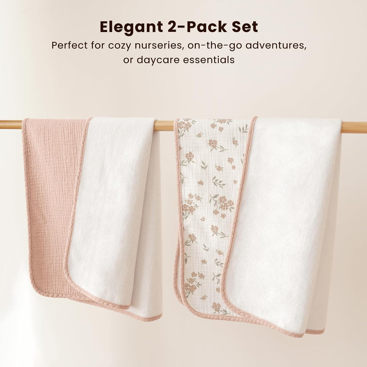 2 Pack Waterproof Muslin Portable Changing Pad, Diaper Changing Mat